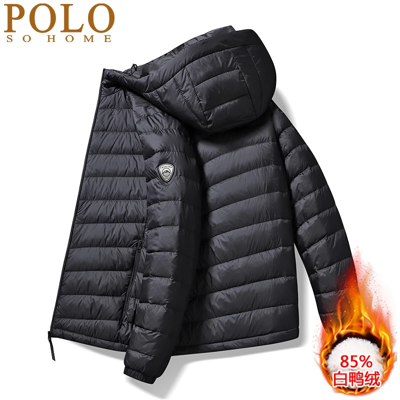 美国保罗冬季新款男士轻薄时尚休闲羽绒服加厚便携保暖男连帽外套