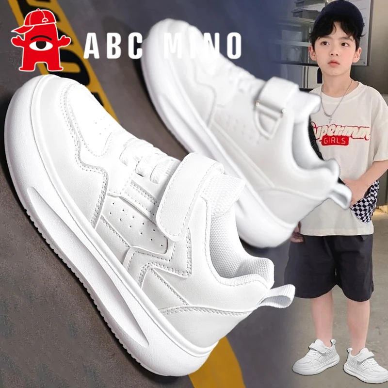 ABC MINO男童小白鞋秋季2025新款儿童校园运动鞋中大童白色板鞋潮