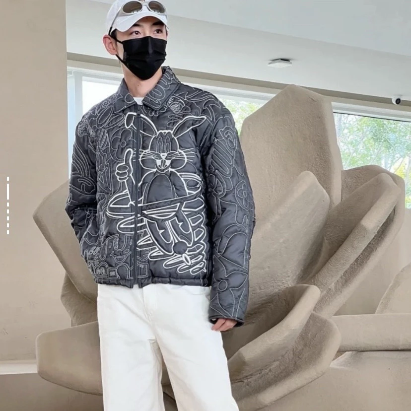 未使用 LouisVuitton/路易威登 4739/灰兔子薄棉外套/48码/带吊