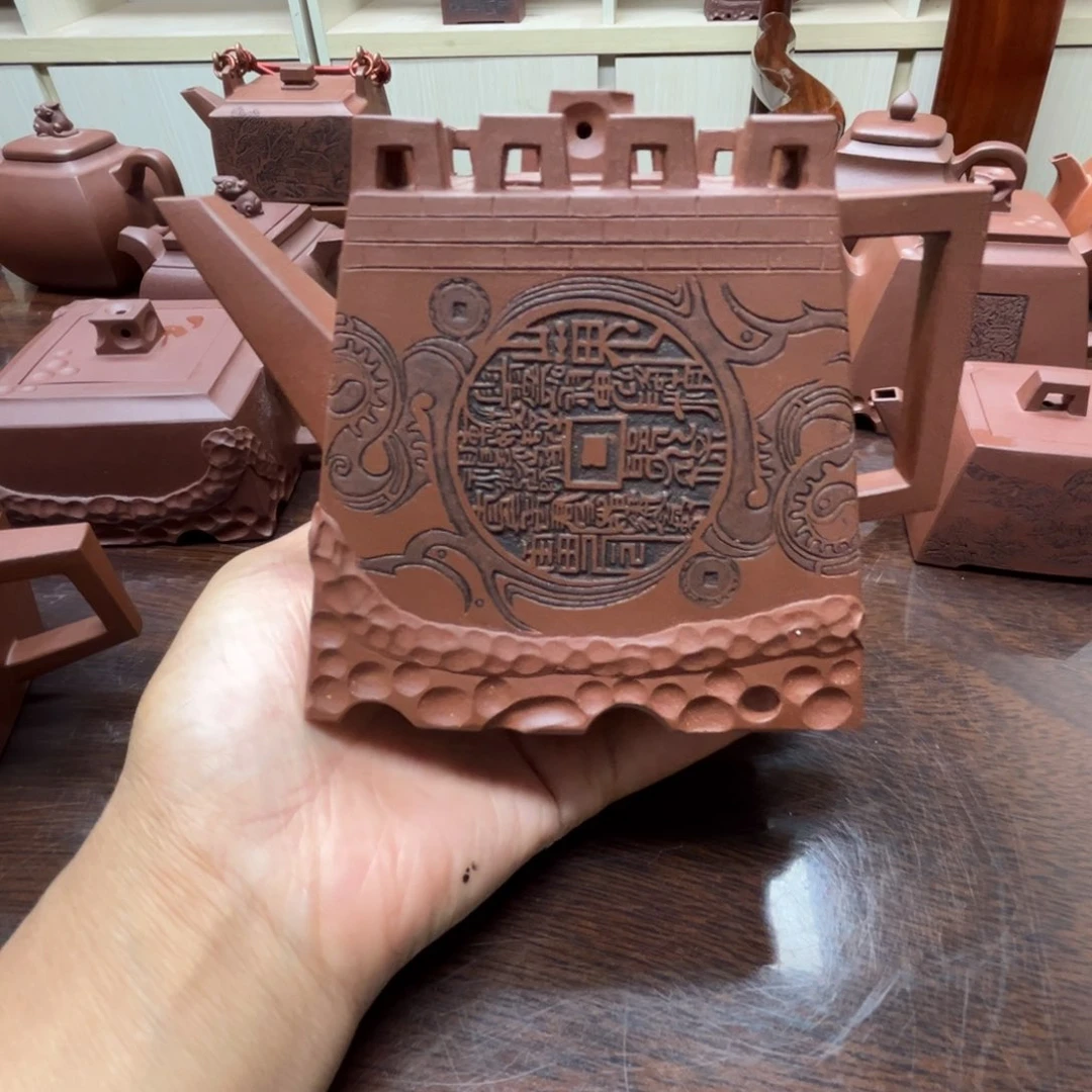 茶壶紫砂紫泥全手工长城壶