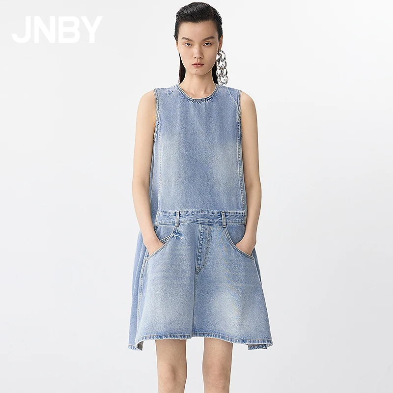 【商场同款】JNBY/江南布衣25夏新品连衣裙无袖圆领宽松5P5G10650