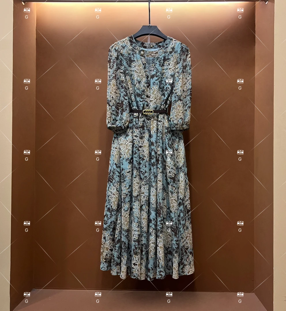 春夏丨设计师轻奢法式印花女士连衣裙 GS-55171