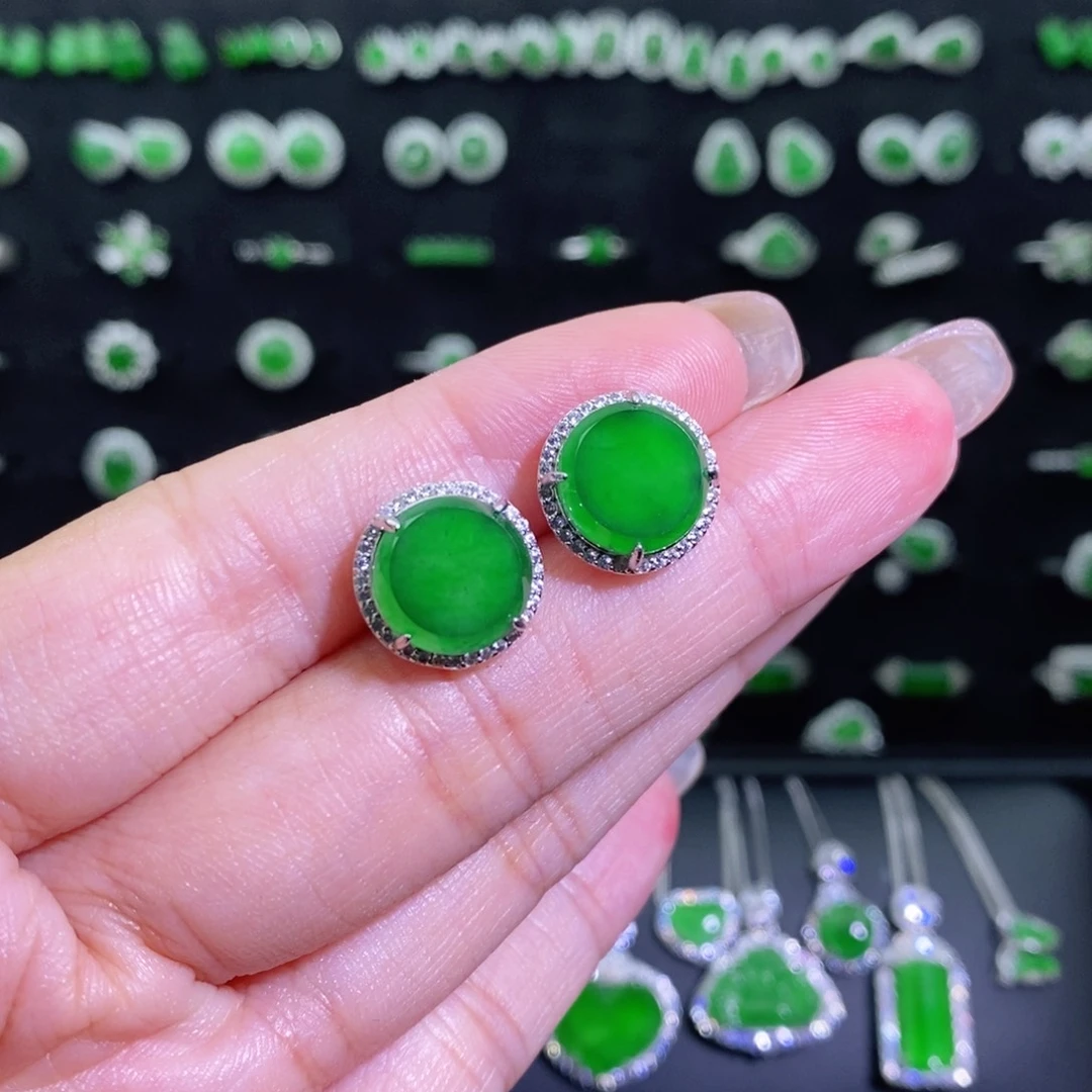 翡翠银S925镶嵌耳饰多样性