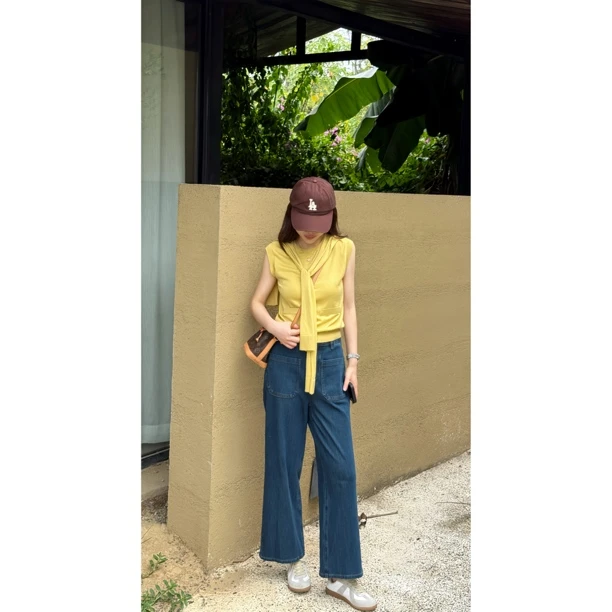 【古着牛仔】MEGANLE 松弛慵懒宽松直筒双口袋牛仔长裤2025180