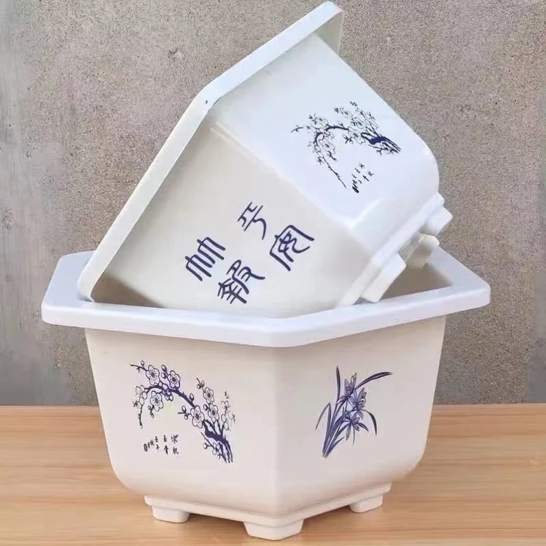 适合种三角梅的花盆三角梅专用花盆梅花专用花盆简约六角塑料花盆