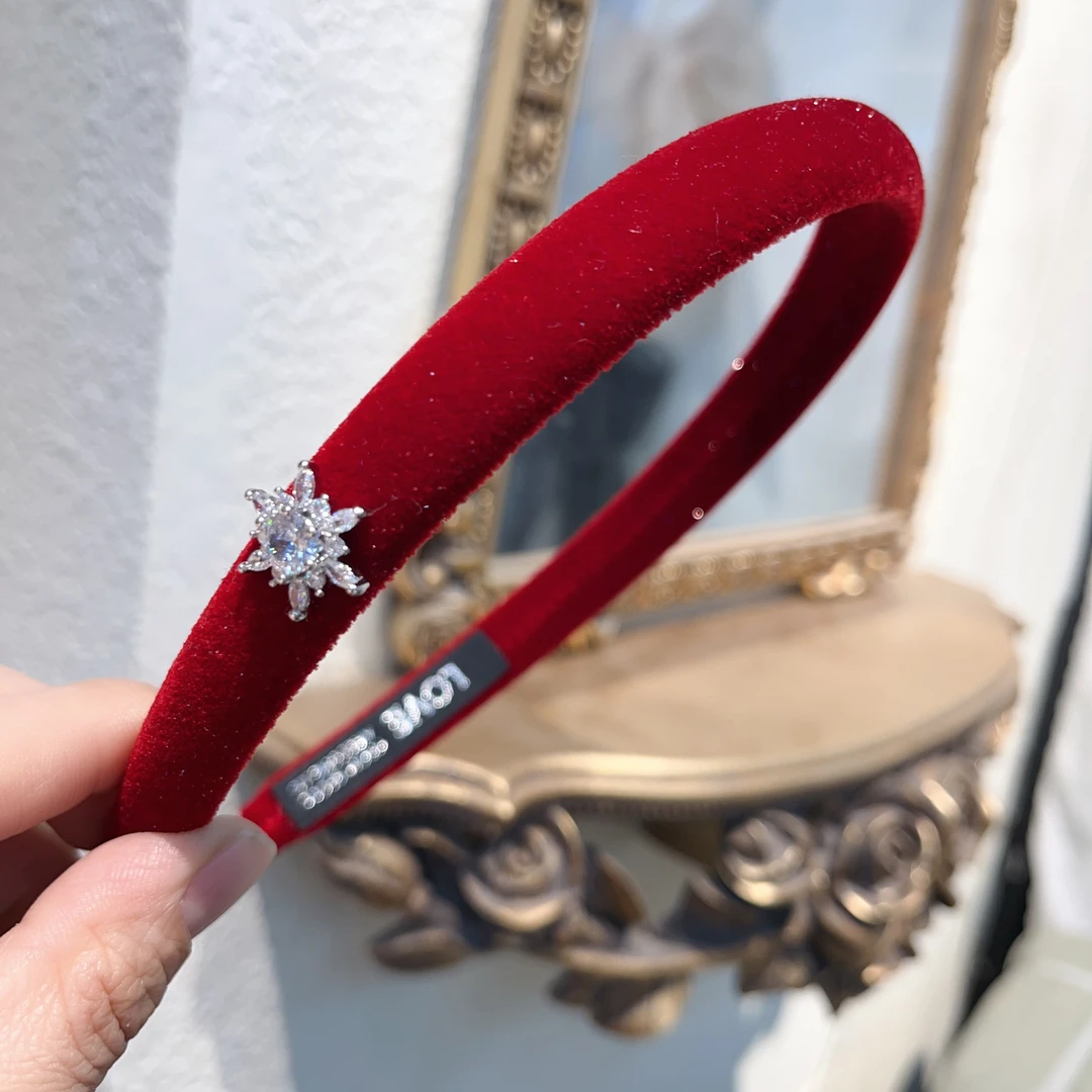 S184红色满天星雪花窄版发箍