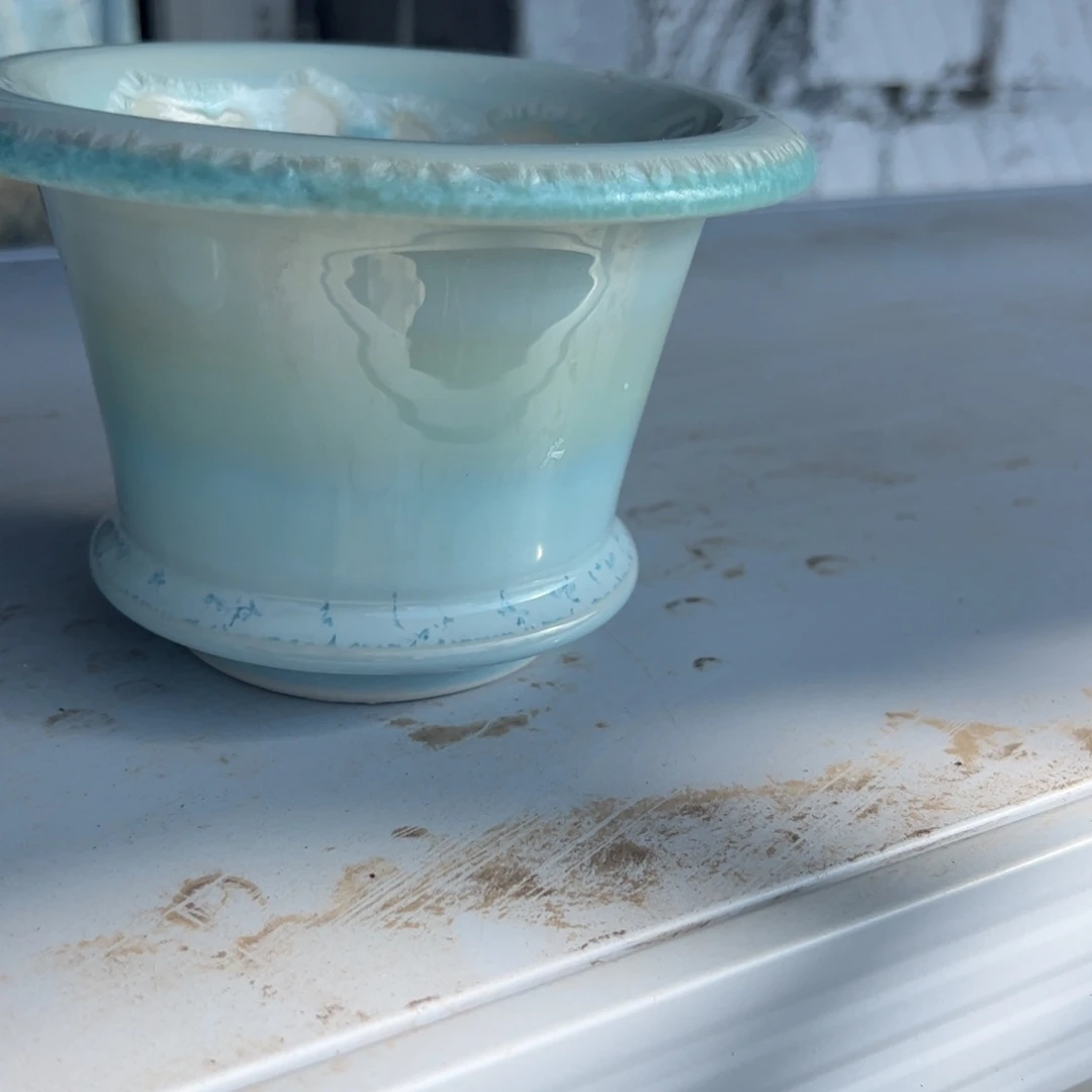 蓝色宽边花盆内10口径