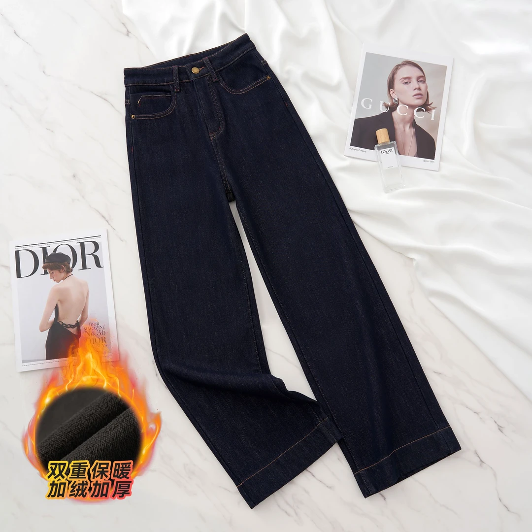秋冬加厚高腰休闲外穿加绒修身单裤显瘦保暖弹力春秋高腰牛仔裤女