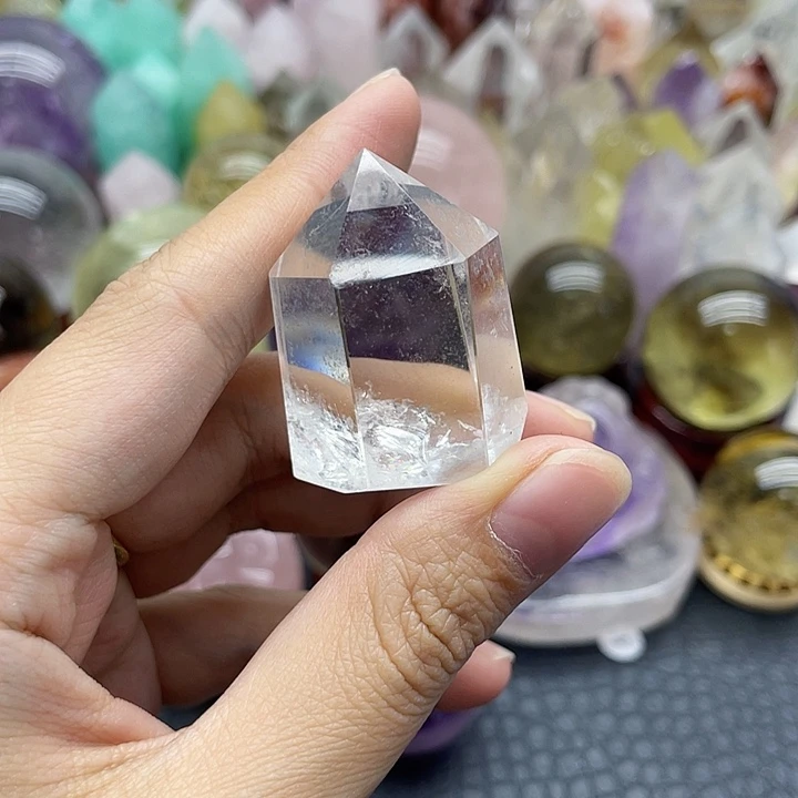珠宝半成品水晶未镶嵌44白水晶柱