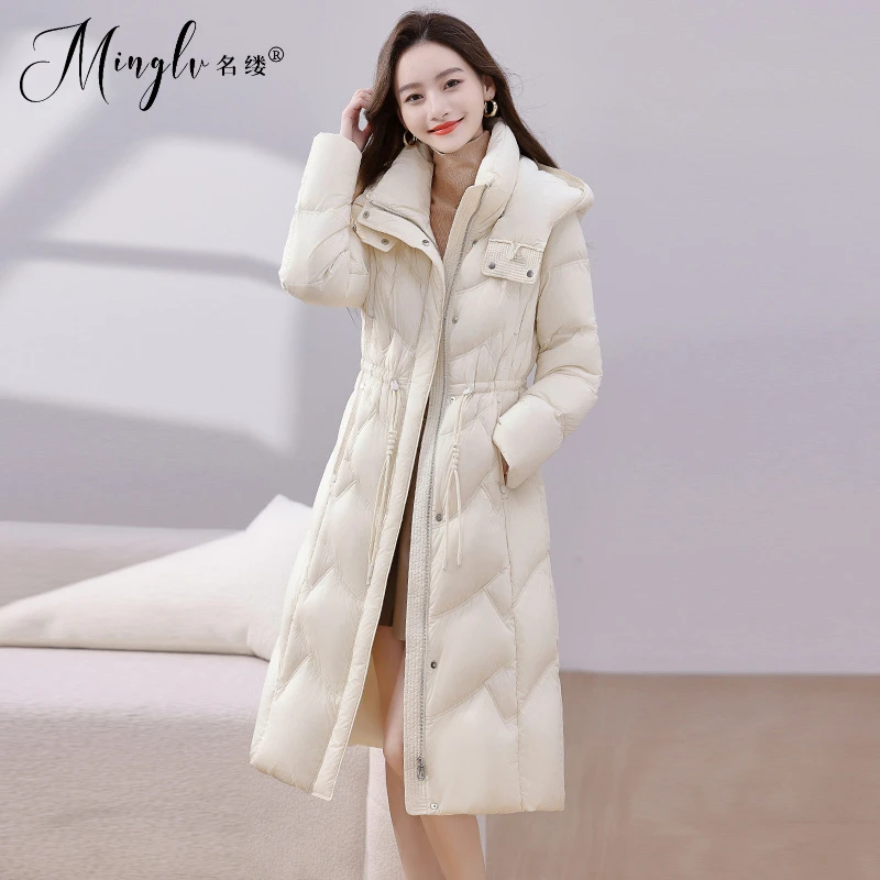 名缕长款羽绒服女冬季2025新款时尚收腰修身显瘦过膝高级感外套