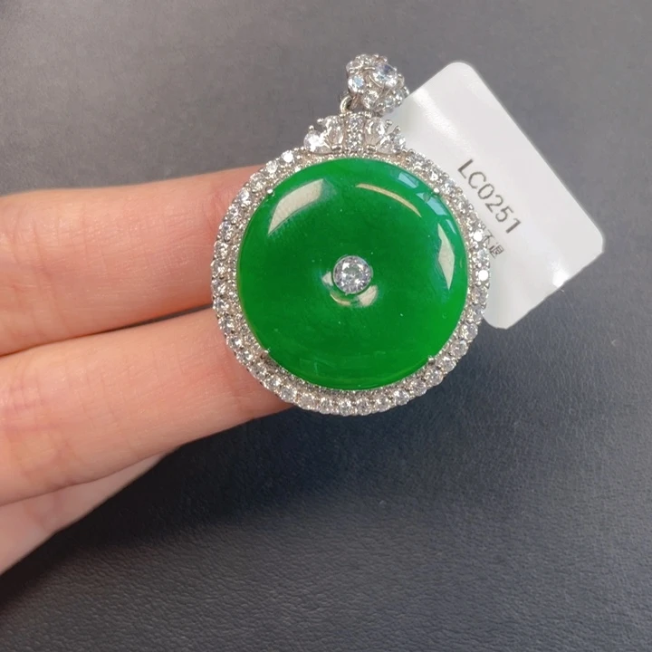 翡翠银S925镶嵌吊坠(不含链)