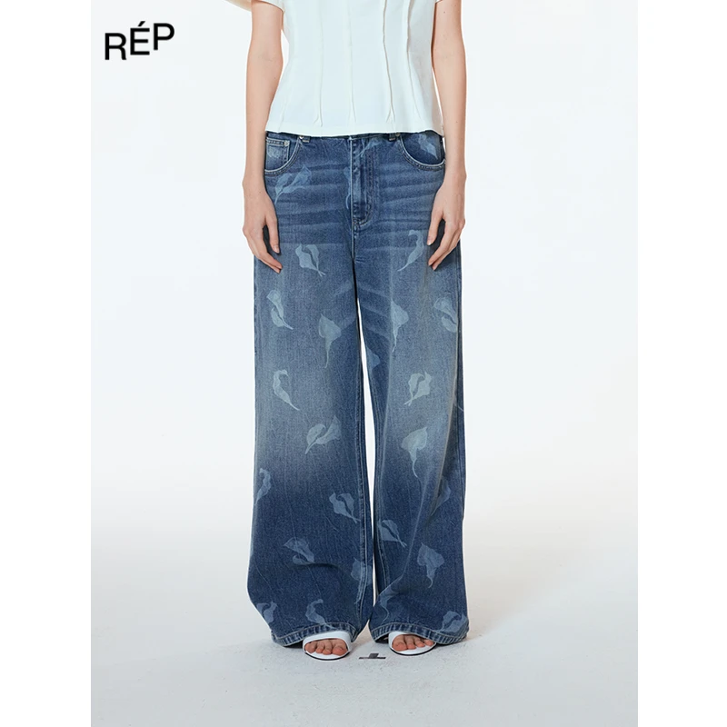 UHOOWU设计师品牌牛仔蓝激光烧花牛仔裤25PS TheREPUBLIQUE买手店