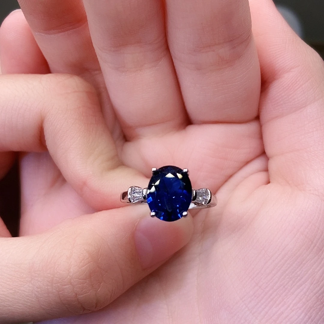 蓝宝石银S925镶嵌戒指