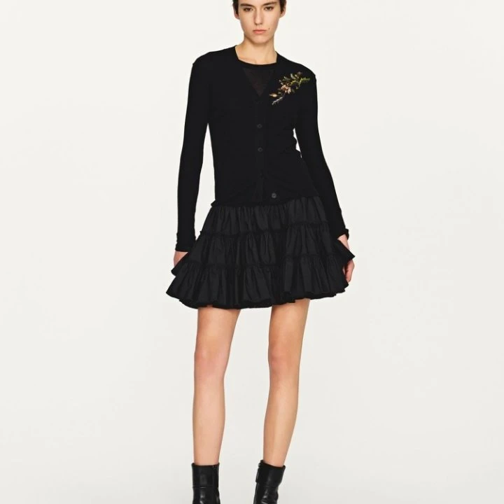 【INTO THE EAST】25秋冬 E1DGAW071BL21SK 黑色层叠短裙