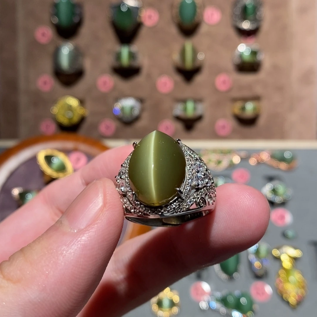 和田玉银S925镶嵌戒指