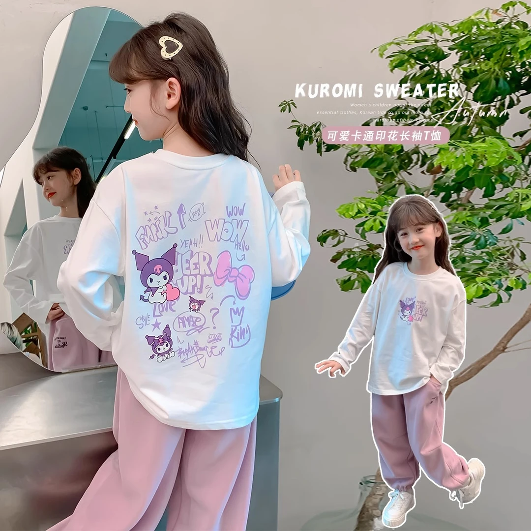 女童长袖T恤春秋2025新款秋装儿童白色打底衫上衣小女孩秋季衣服