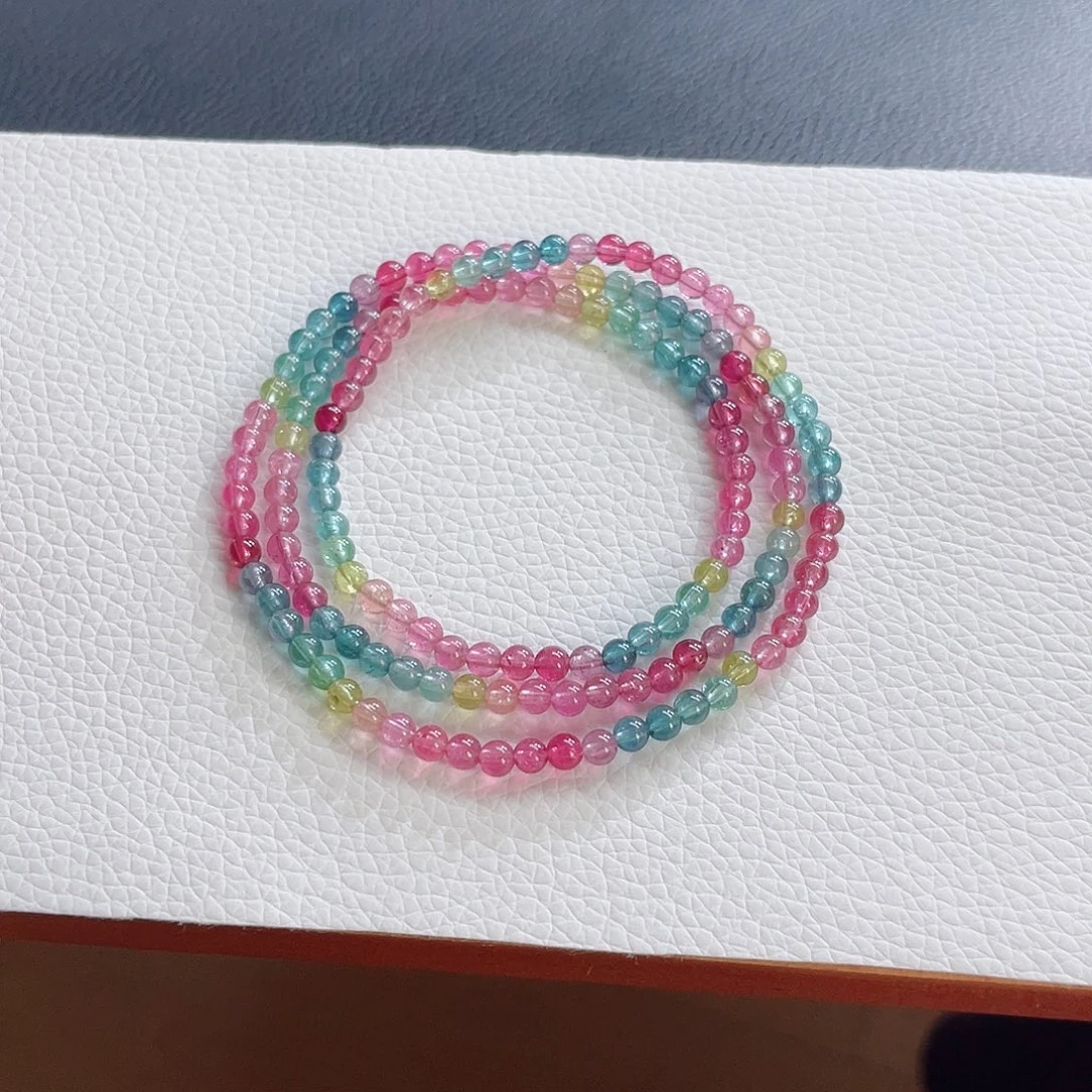 碧玺未镶嵌手链3.8mm左右