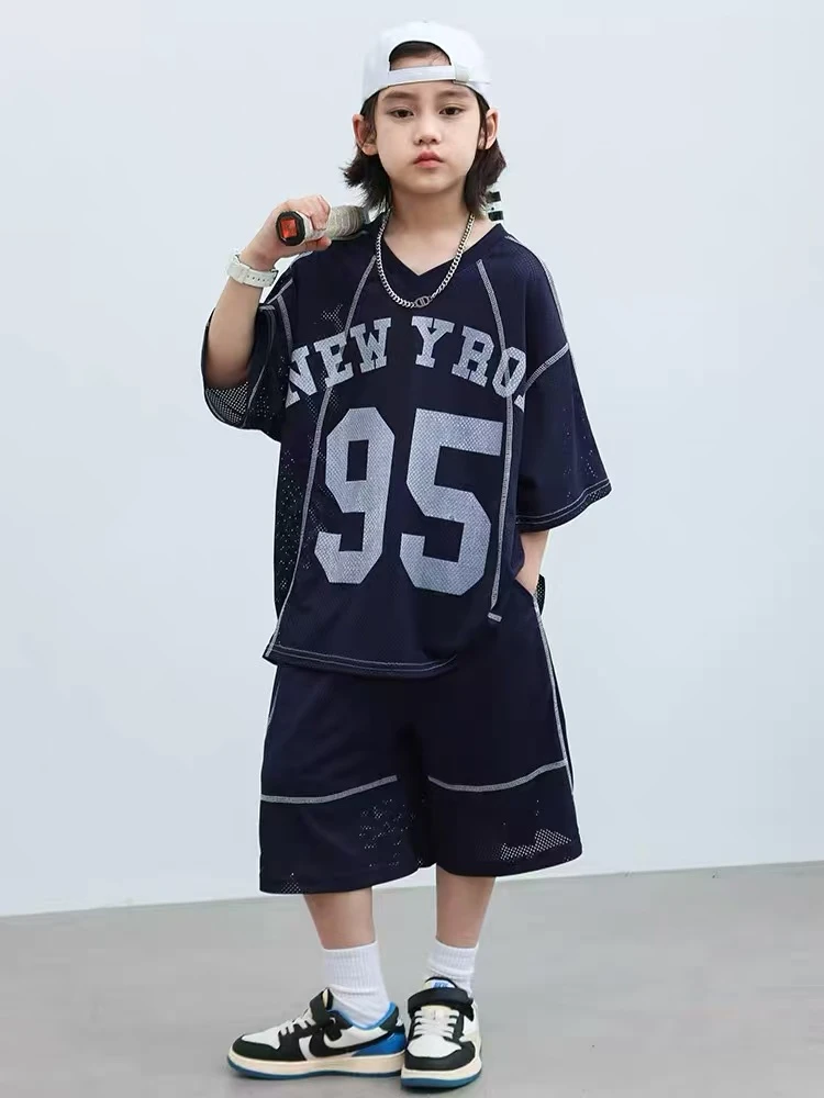 2025夏款中大童装速干透气冰爽运动衣球服时尚洋气潮流百搭套装