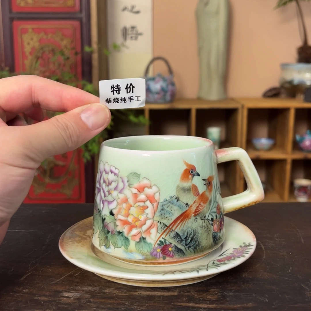 杯柴烧纯手工手绘陶瓷