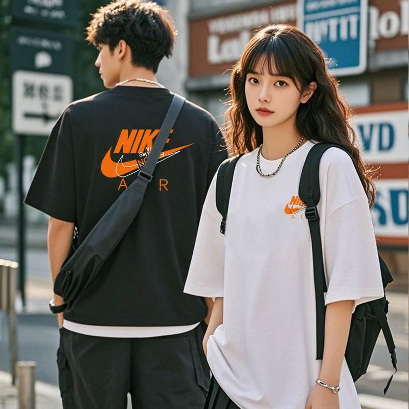 夏季印花百搭宽松男装休闲简约短袖卡通撞色男士T恤t恤半袖