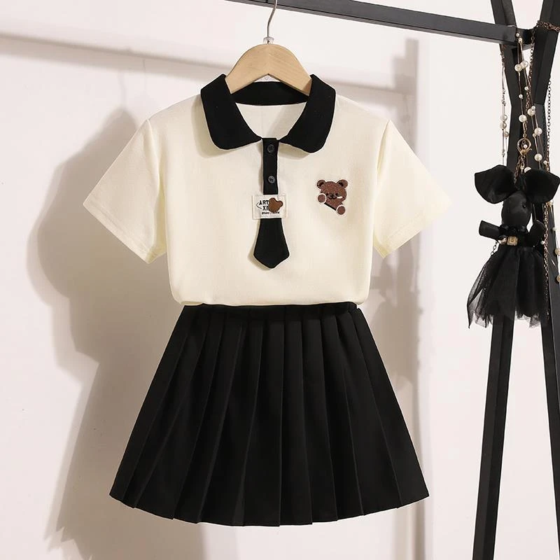 范哲萨女童夏装套装2025新款洋气中大童时髦小女孩儿童夏季短袖两