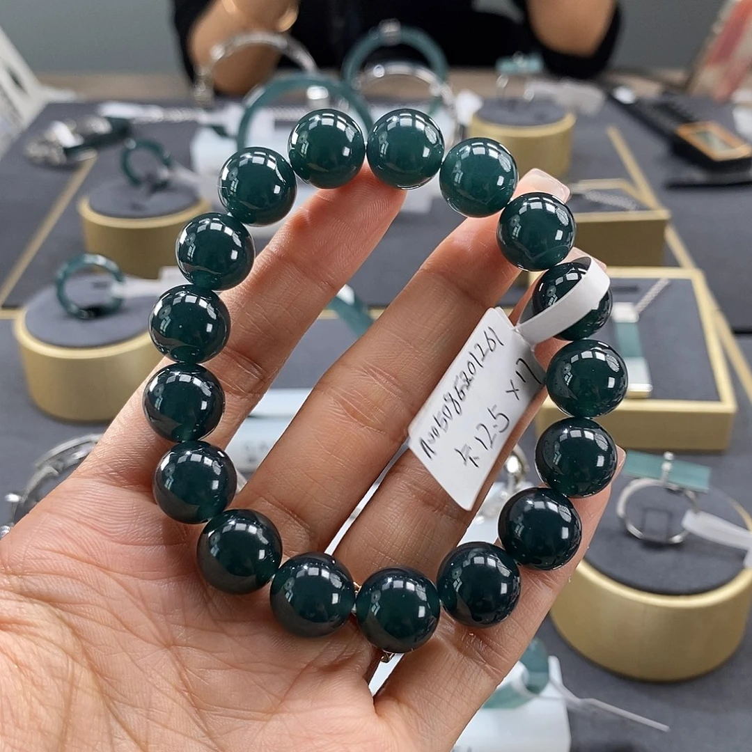 翡翠未镶嵌手镯珠串12.5