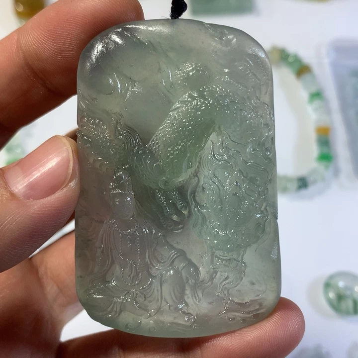 翡翠未镶嵌挂件天然翡翠观音定金