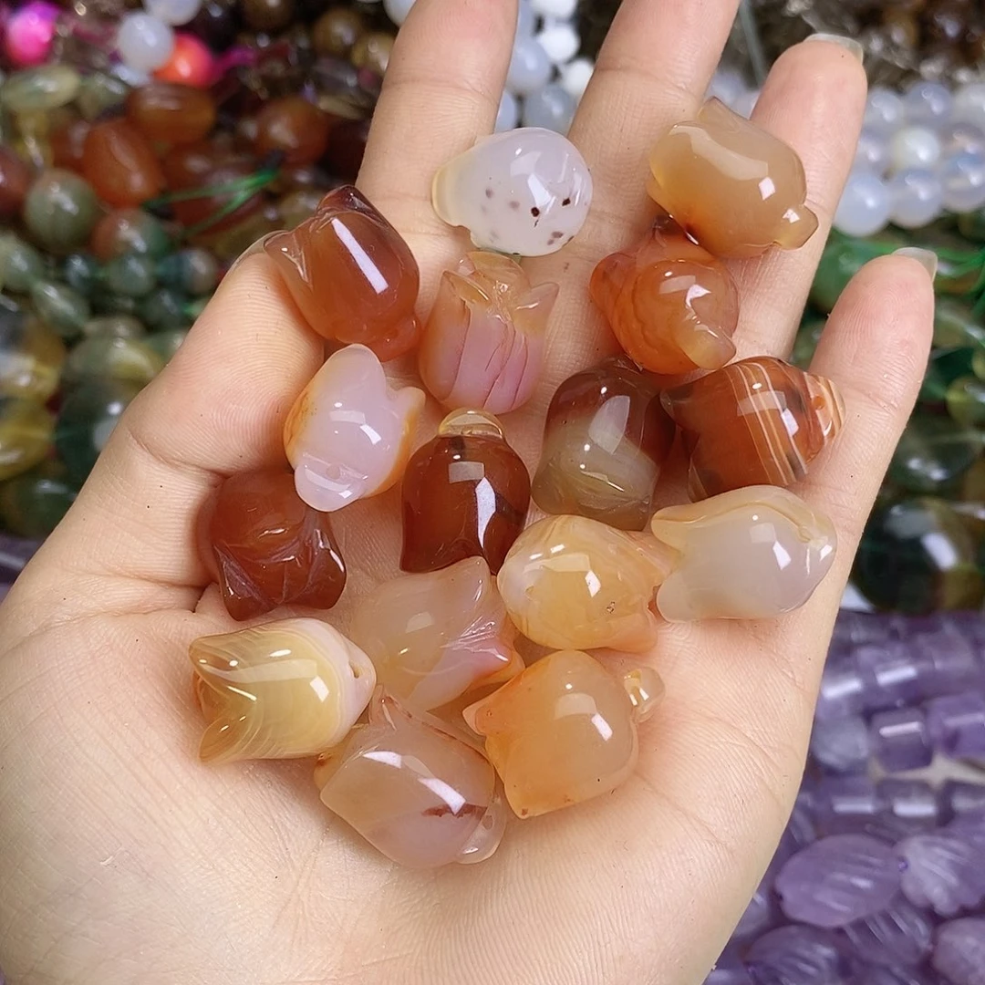 未镶嵌玛瑙/玉髓珠宝半成品玛瑙花花随机两颗装