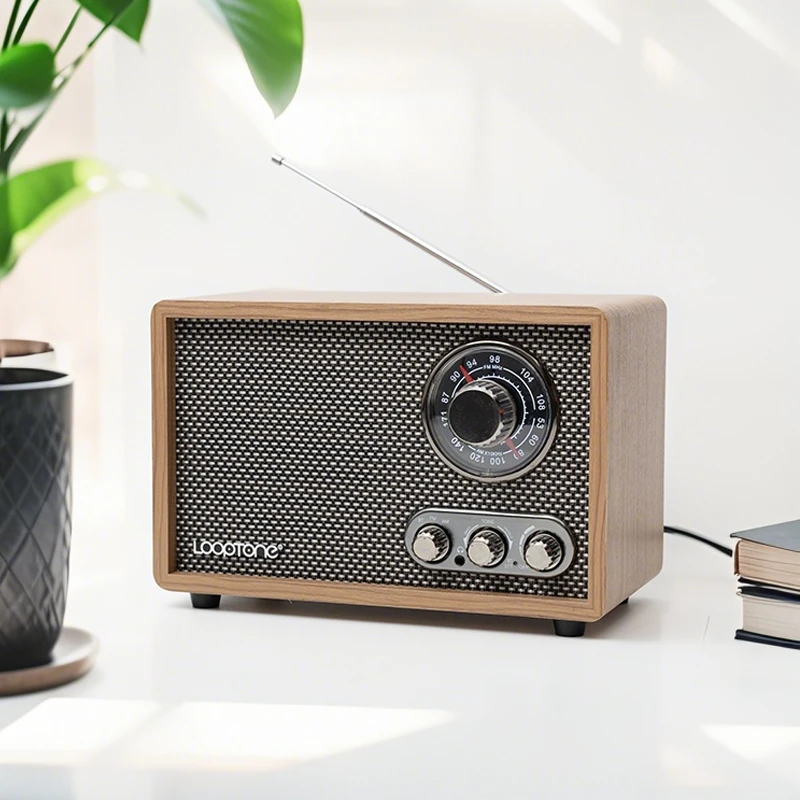 复古收音机双向蓝牙便携FM/AM双波段蓝牙音箱电脑桌面台式收音机