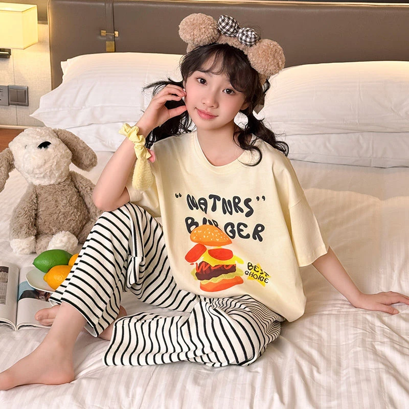 儿童装女童睡衣2025夏季新款中大童短袖家居服儿童女薄款套装舒适