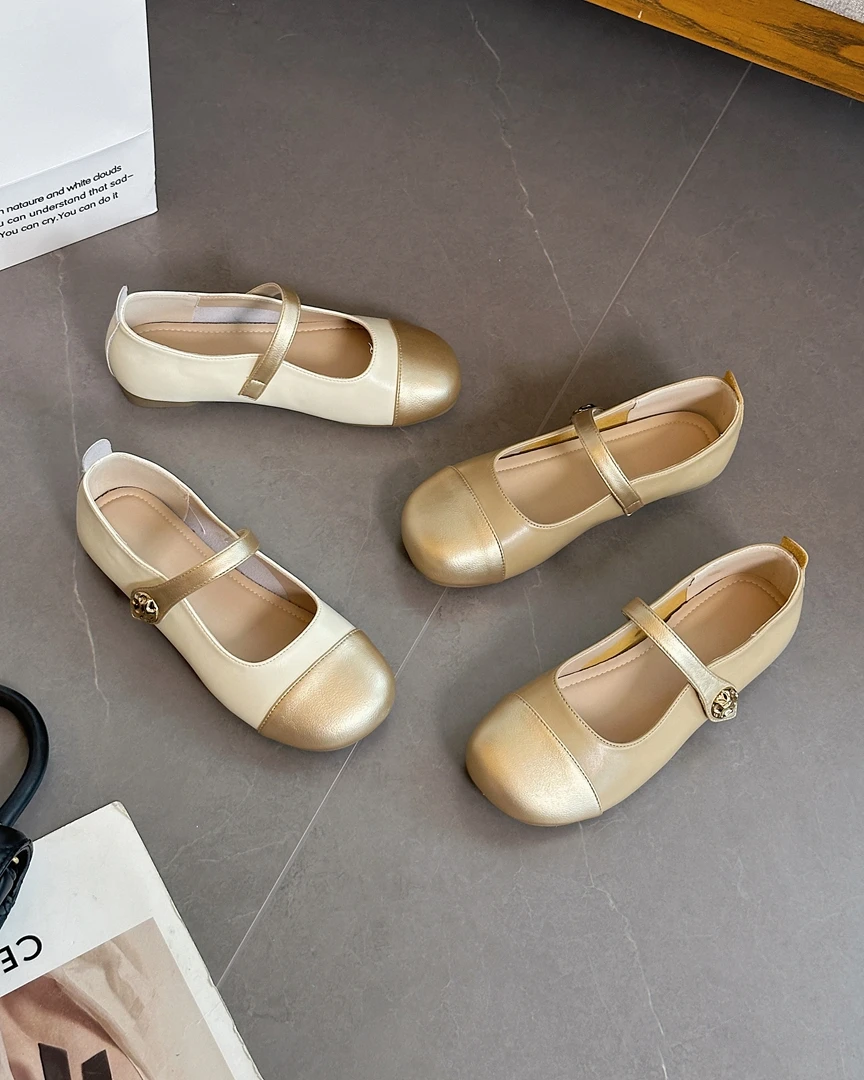 801-113大码真皮单鞋新中式国风玛丽珍鞋41-43码复古温柔浅口圆头