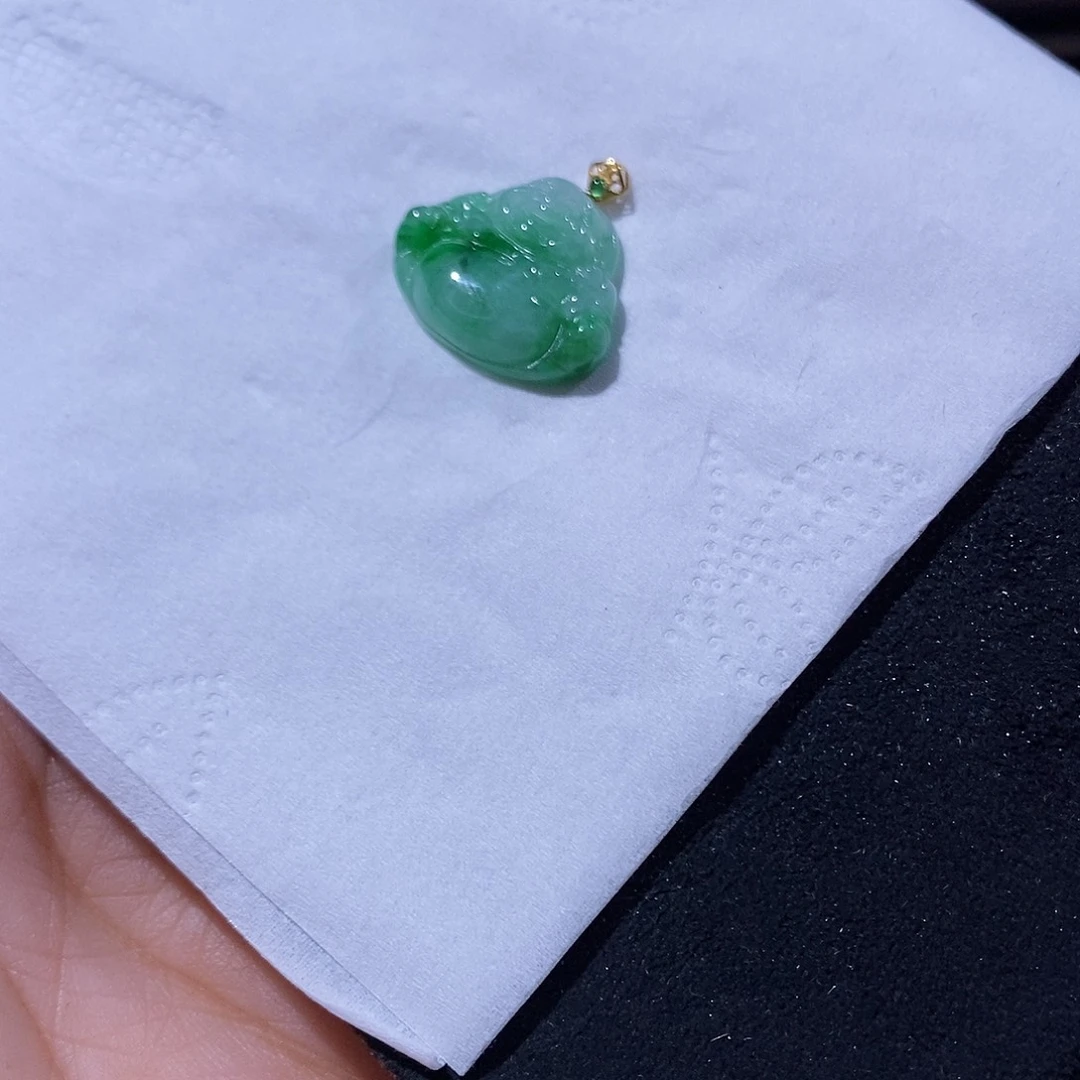 翡翠吊坠(不含链)18K金镶嵌