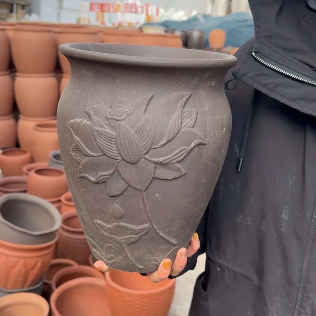 紫砂花盆口21高27宜兴紫砂