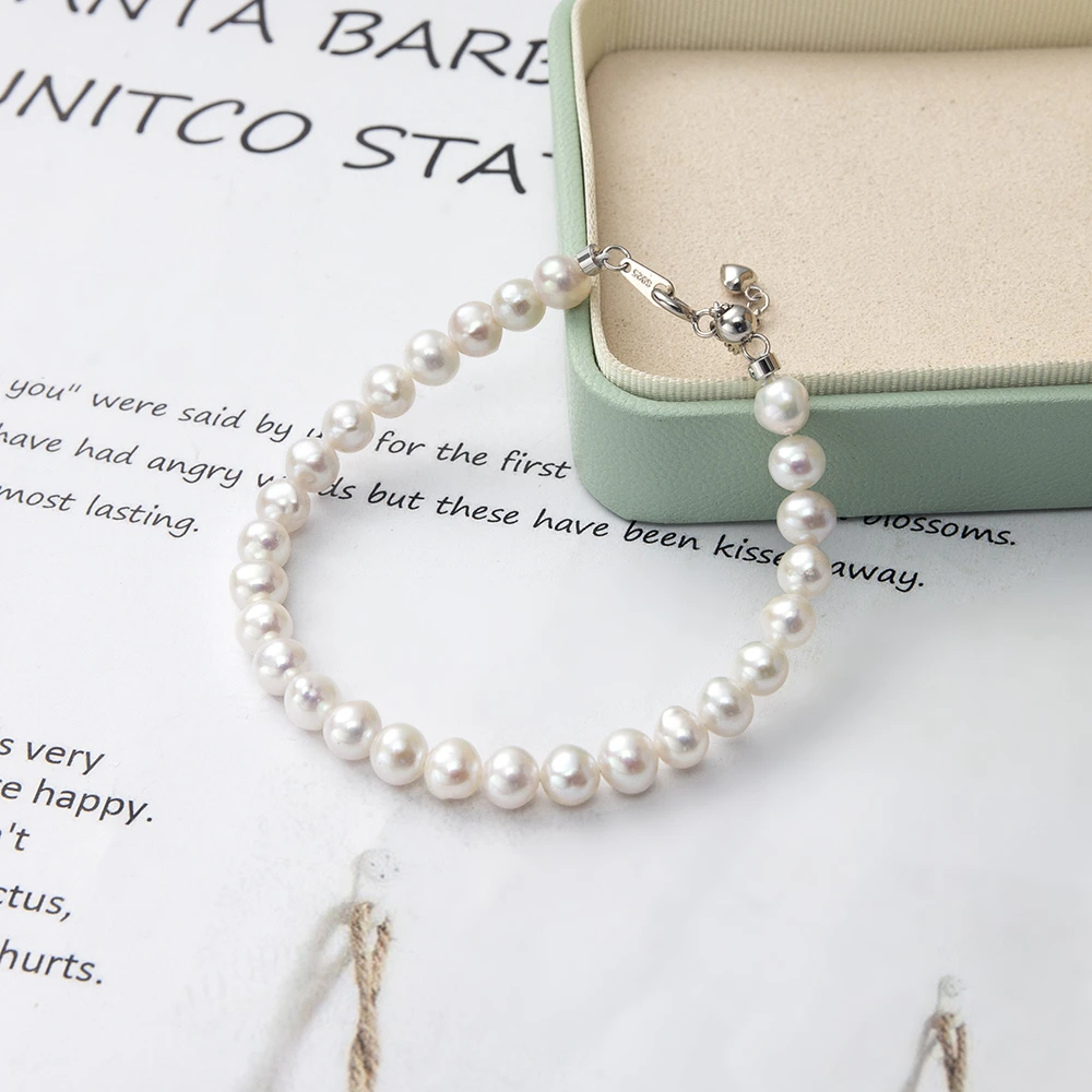 5.5-6mm极光近圆淡水珍珠手链