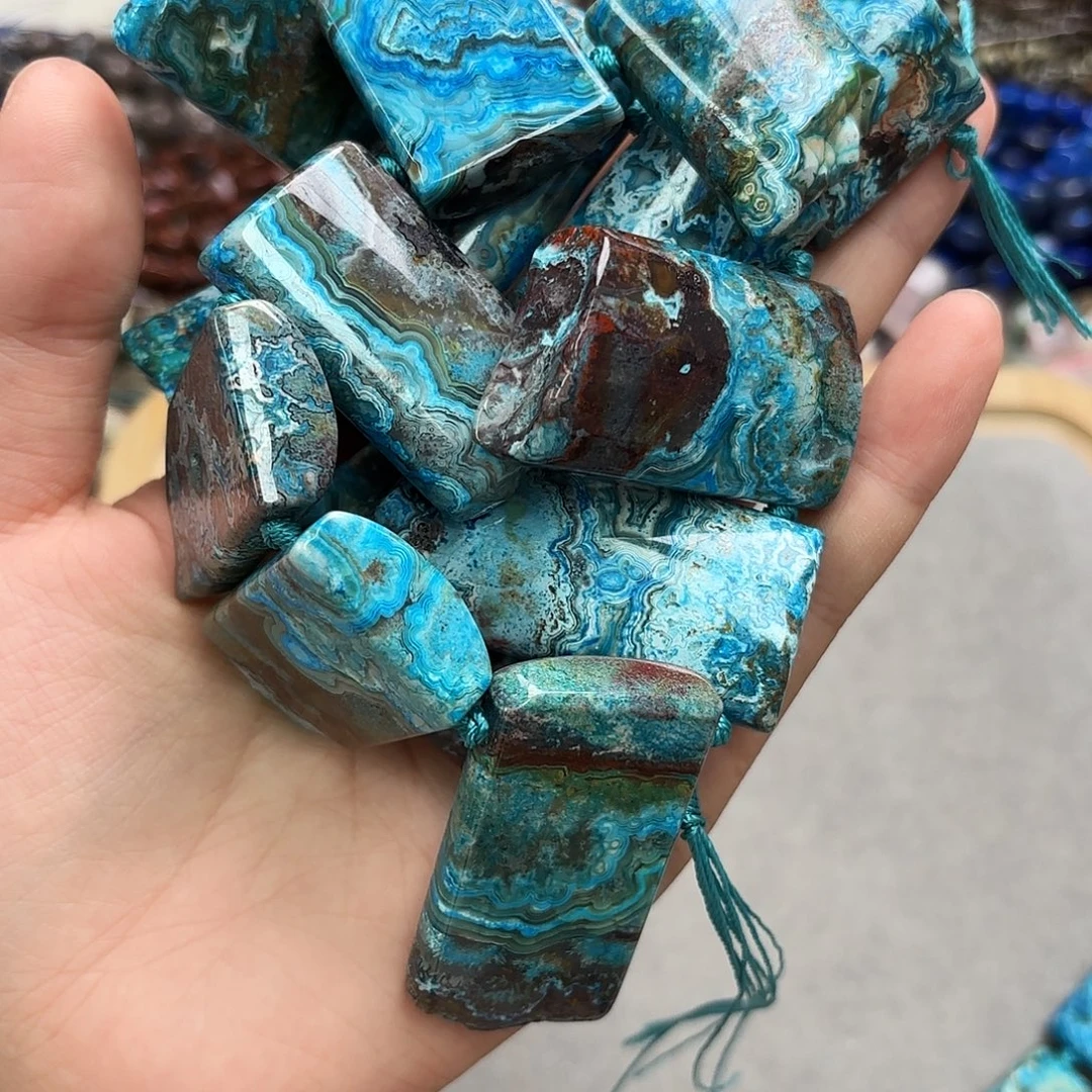 木****未镶嵌玛瑙/玉髓珠宝半成品蓝疯狂玛塔链一条拍二发一