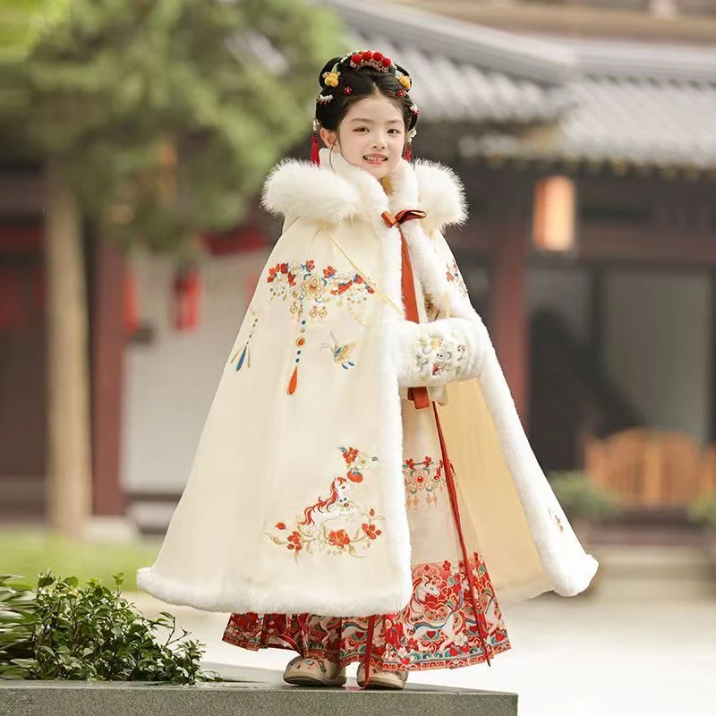【如意小马斗篷】女童披风斗篷汉服加绒加厚2025中国风拜年服冬季