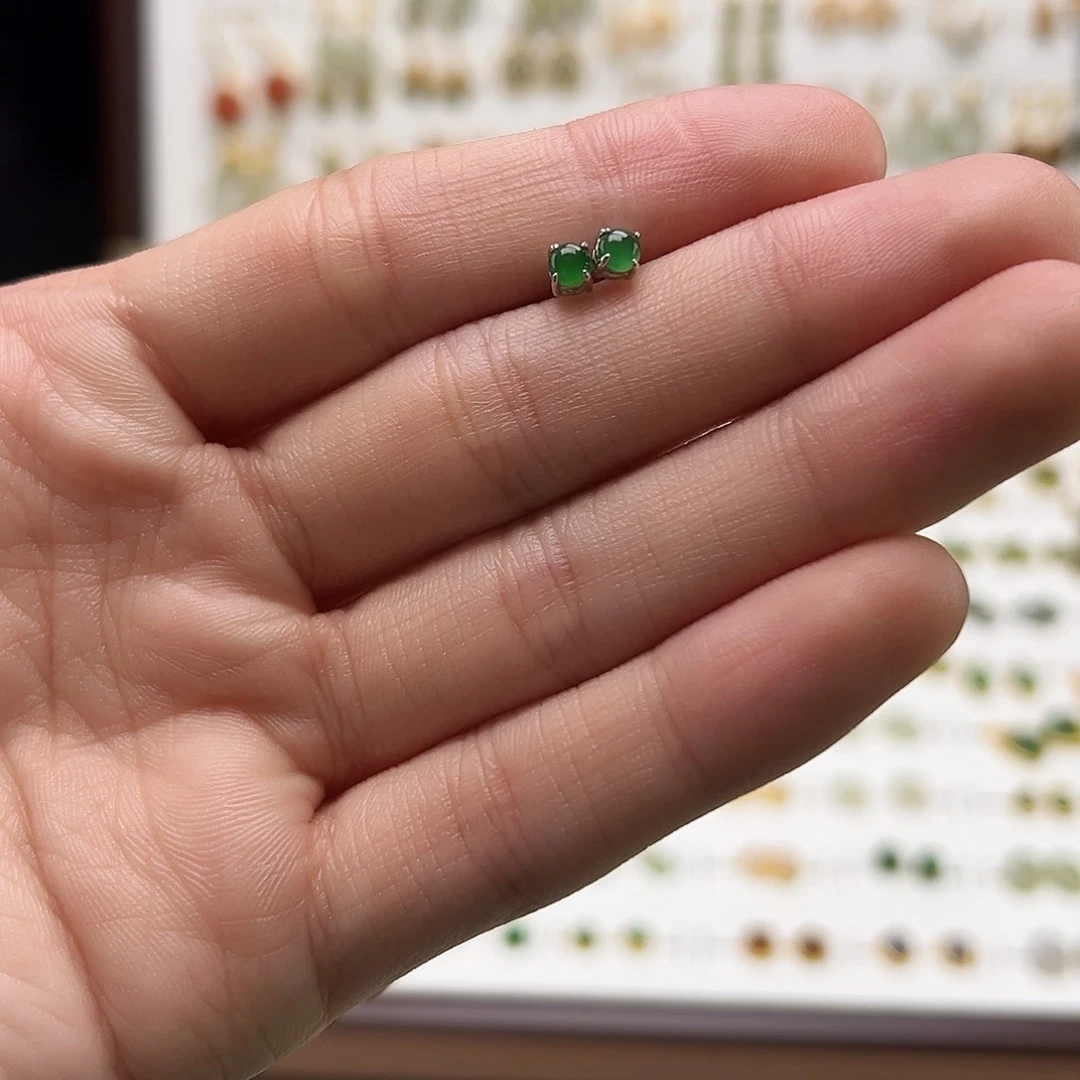 银S925镶嵌和田玉耳饰