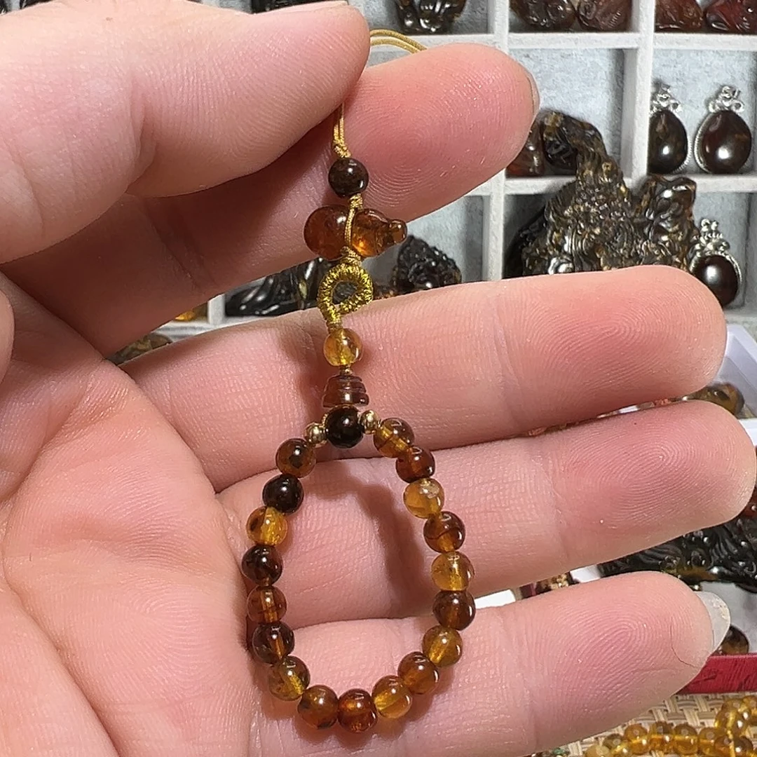 琥珀未镶嵌手链辐射琥珀手机链