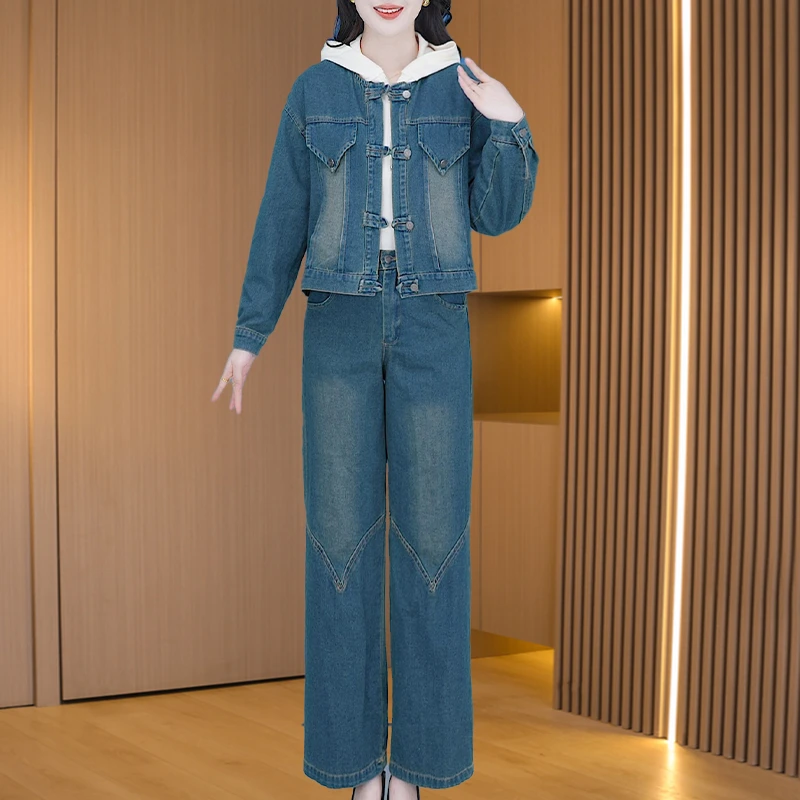 拉夏贝尔小香风牛仔减龄一整套装女开春2025新款轻奢高级感三件套