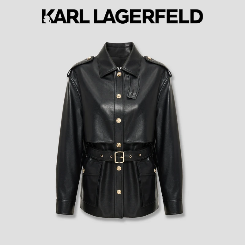 【晨粉专享价】KARLLAGERFELD腰带式风衣肩章外套M27E1547