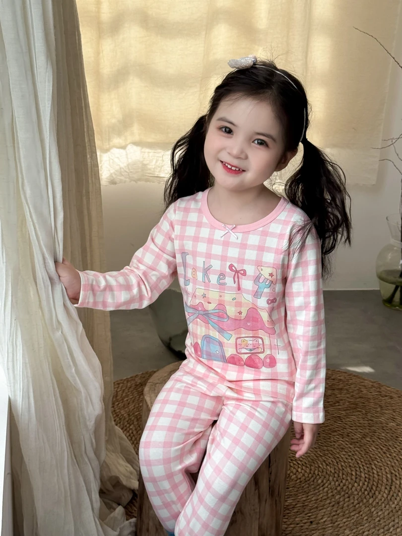 爱啦爱啦10A抗菌国棉精梳棉莱卡套装儿童秋衣秋裤保暖内衣