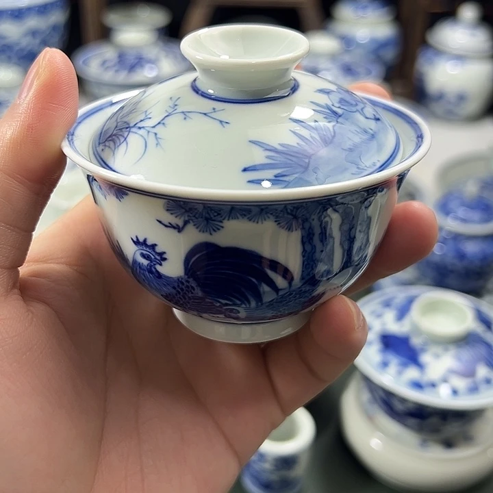 柴窑工笔花鸟吉祥图两才元宝