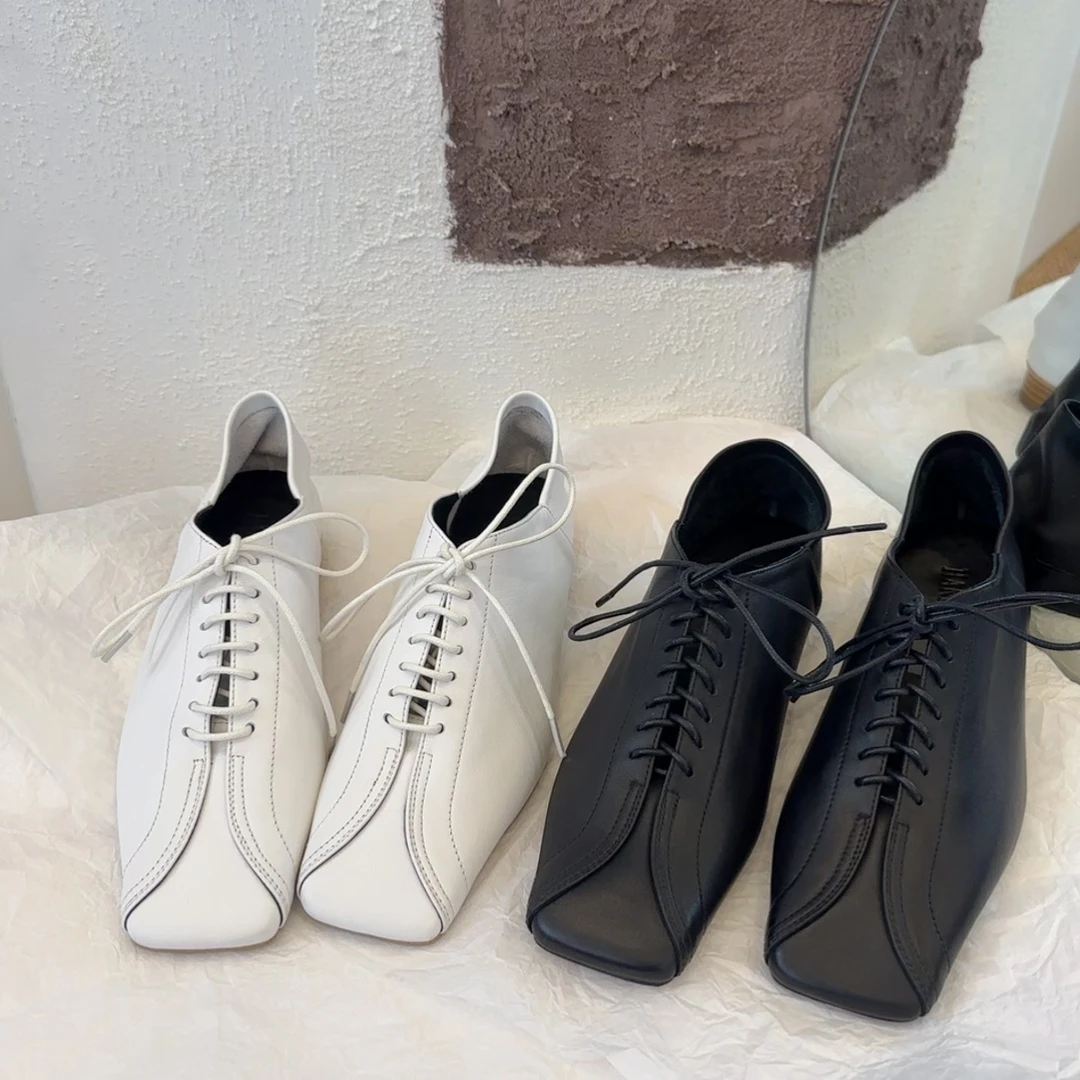 【王二今】牛皮/2CM/方头极简ins老钱风设计感百搭休闲乐福单鞋女