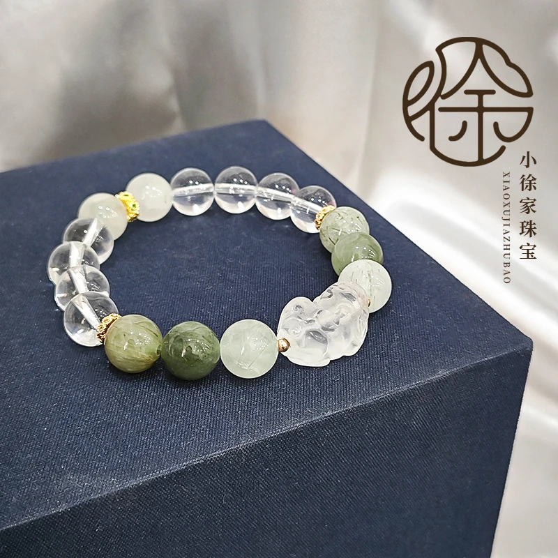 轻奢百搭风绿发晶拼白水貔貅女款大气时尚手链 多样性发一SL073