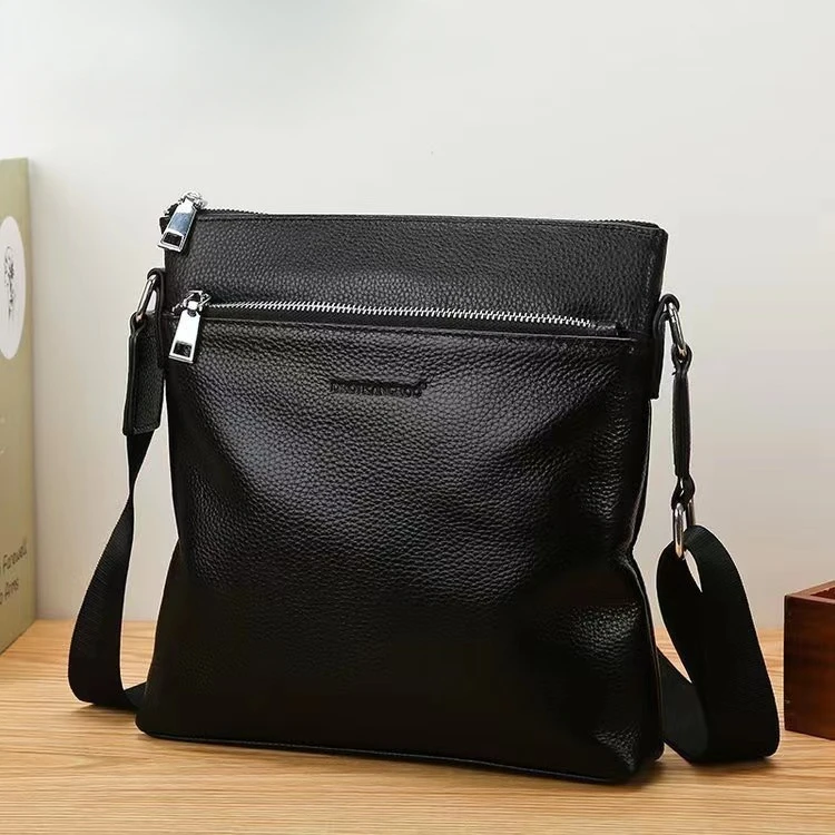 男士真皮单肩包新潮竖款韩版商务休闲简约百搭时尚潮流斜挎包背包