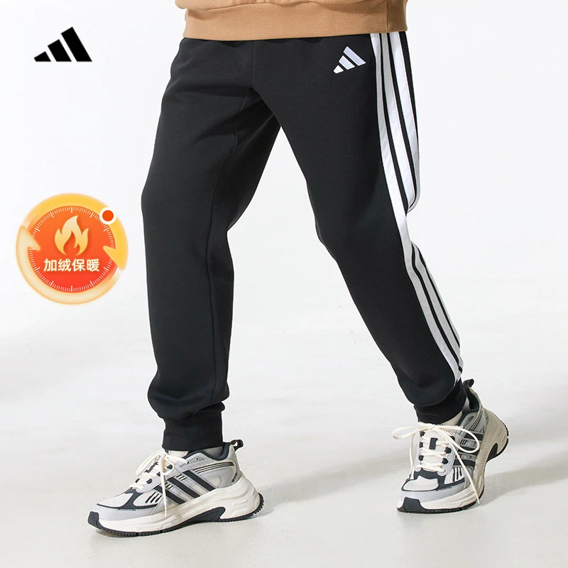 adidas阿迪达斯男裤25冬季新款加绒休闲运动裤针织长裤 JD1861