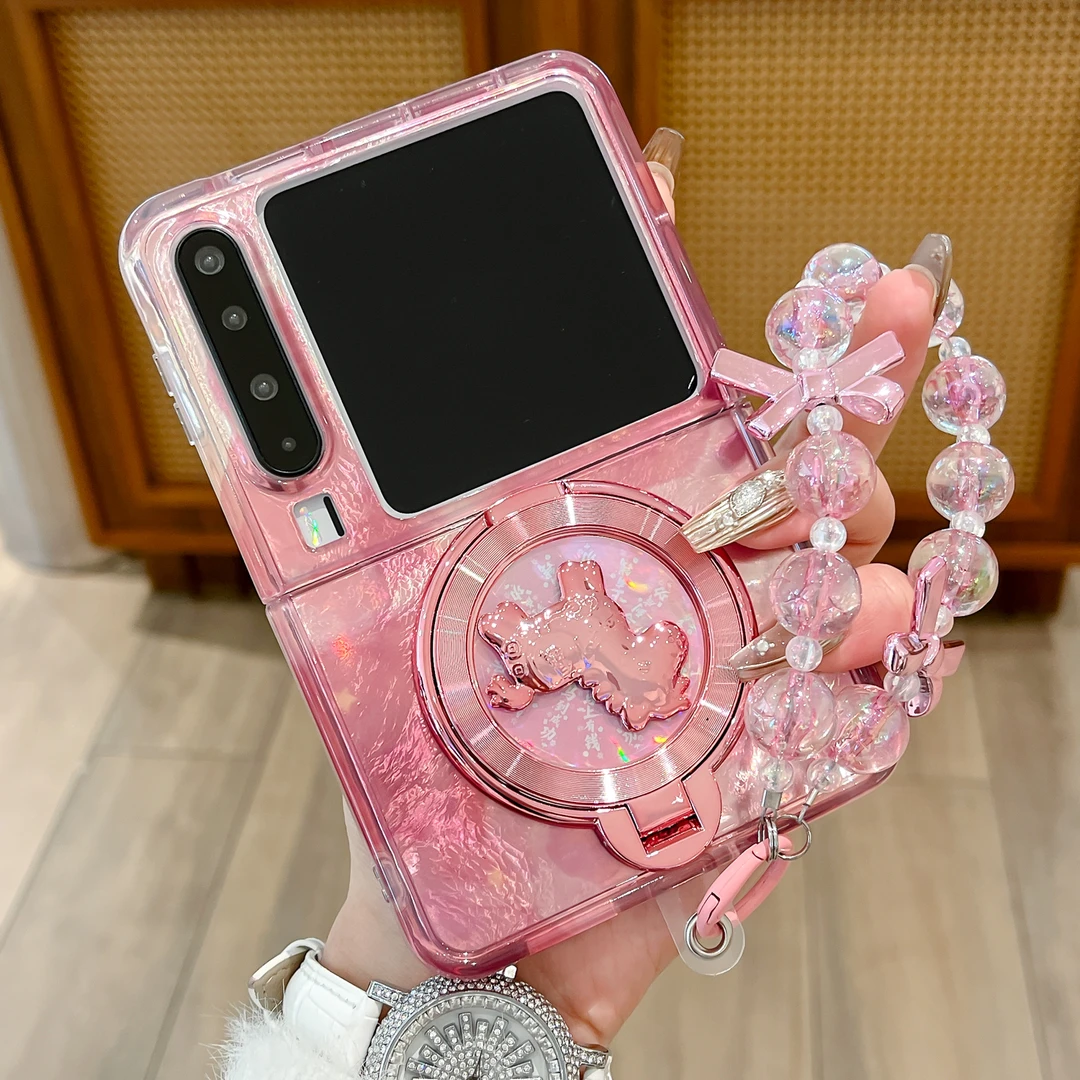 适用华为purax手机壳旋转马支架pocket2折叠屏novaflips保护套女