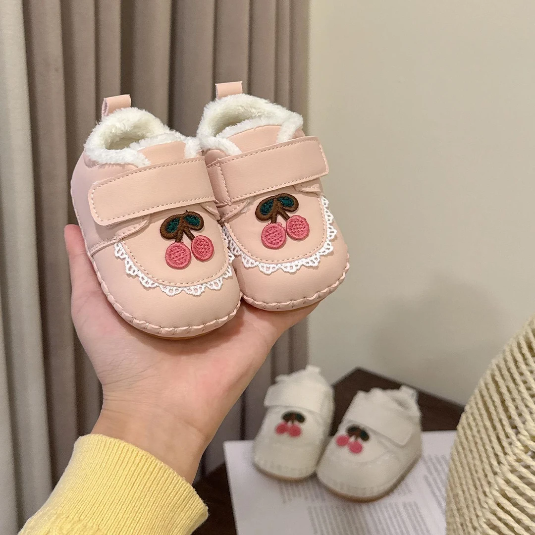 冬季婴幼儿加绒学步鞋0-2岁男女宝宝二棉加绒防滑女宝宝学步鞋