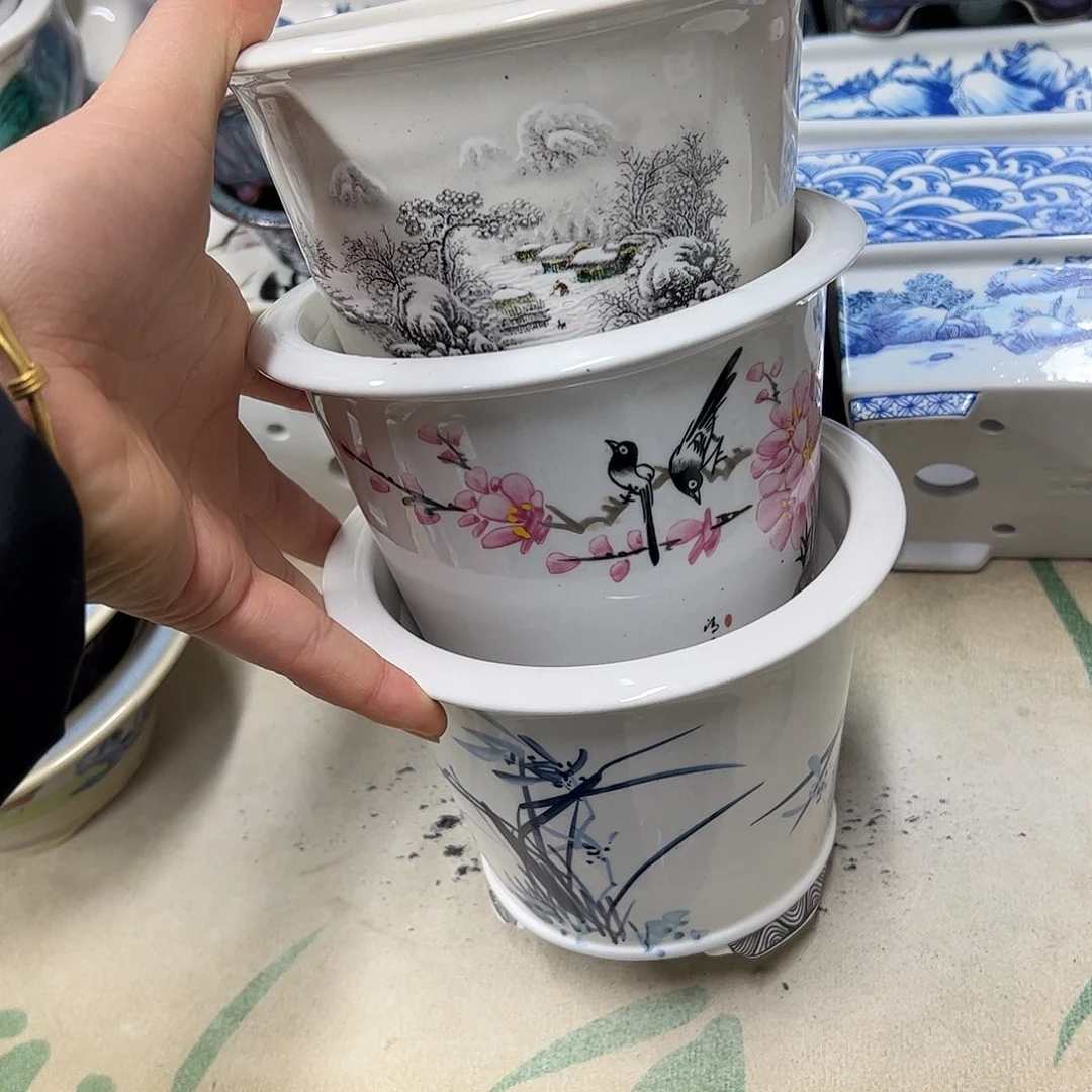 紫砂花盆331号瑕疵3个磕脚口不正黑点处理介意勿拍