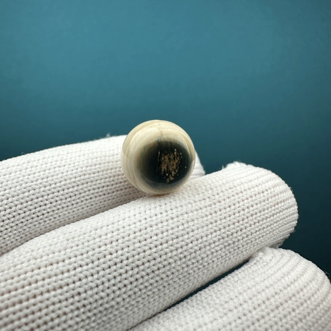 D32-84天然猛犸牙蓝眼单珠13mm支持鉴定假一罚四